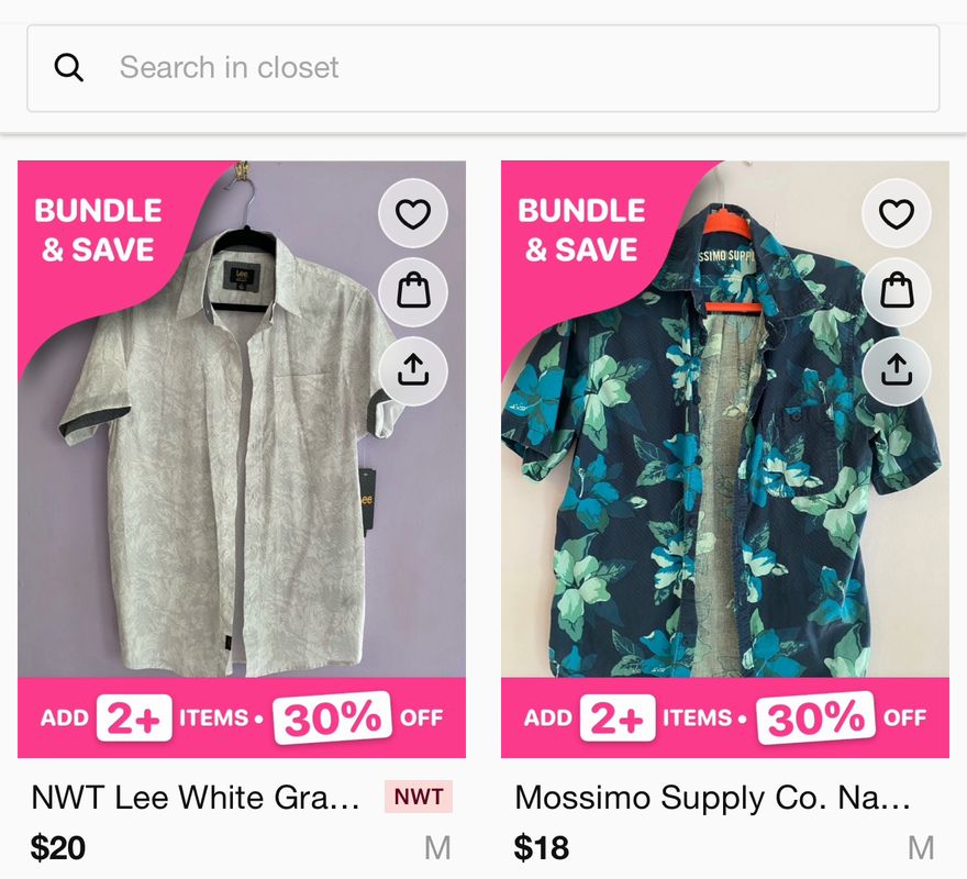 The same listings with Bundle & Save promo covers