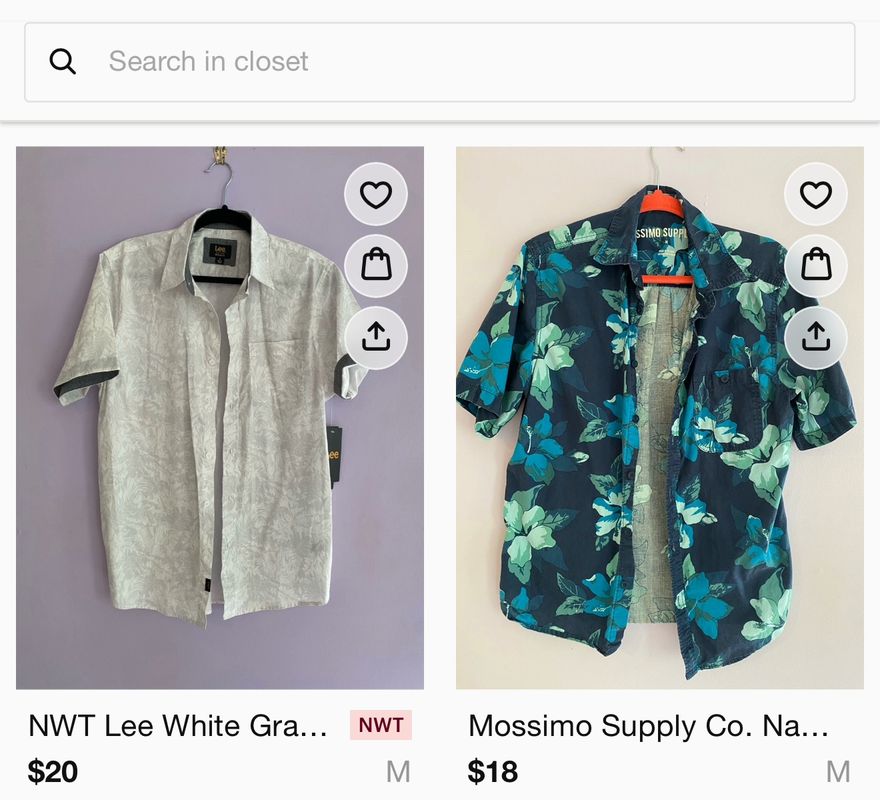 Poshmark listings with original cover photos